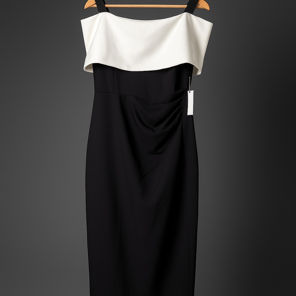 Marina Short off Shoulder Two Tone Dress